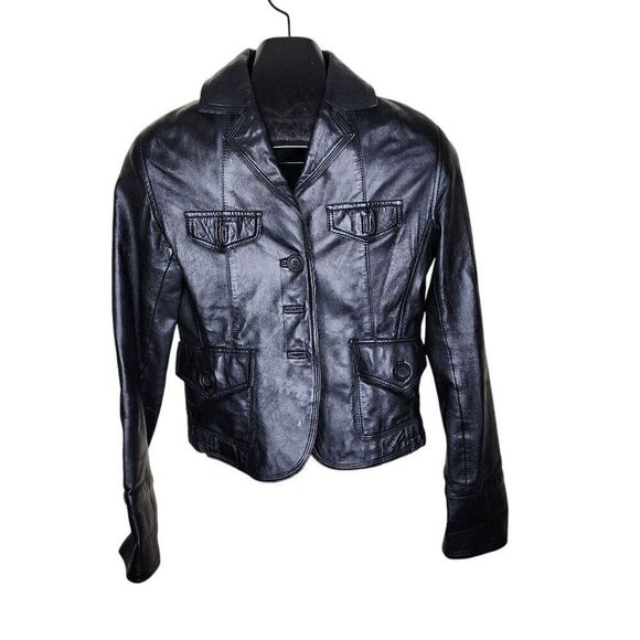 Gianna Lorenzi Leather Motorcycle Jacket Womens Size XS Black Lambskin - Picture 1 of 7